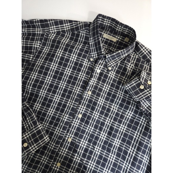 Burberry London Men's Long Sleeve Plaid Cotton Button Up Shirt Made in USA Sz...